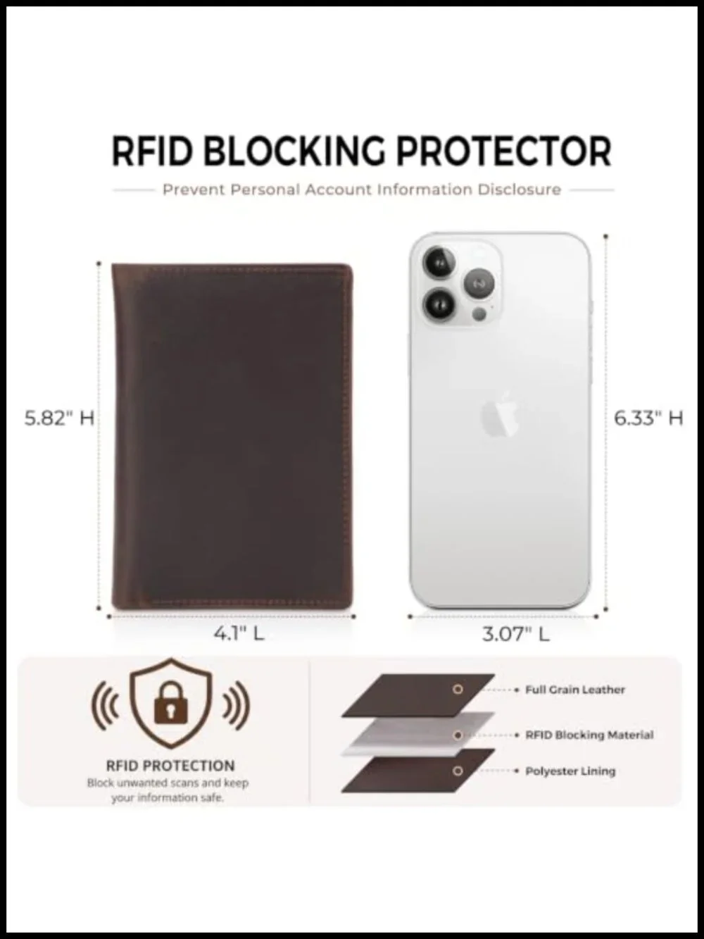 RFID Blocking Leather Passport Holder Travel Wallet Bifold Slim